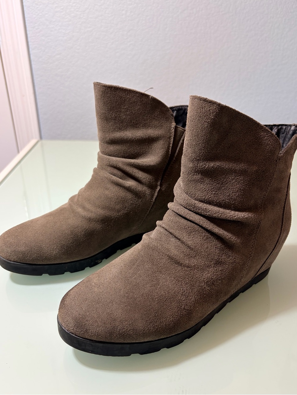 Cougar Taupe Suede Ankle Booties